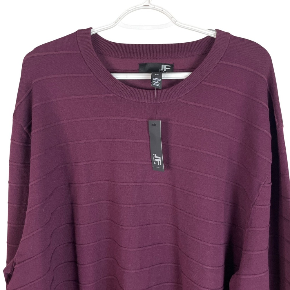 NEW J Ferrar Mens Crewneck Sweater 2XL‎ Purple Pullover Rayon Textured $60